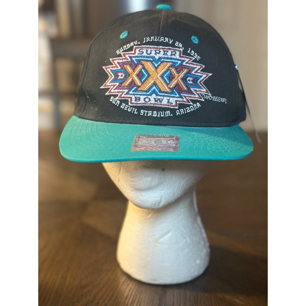 Team NFL Super Bowl XXX 1996 Snapback Hat‎ Black Teal Sun Devil Stadium NEW